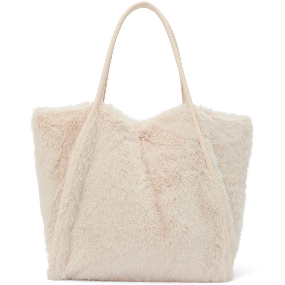 NWT Victoria's Secret Ivory Cream Luxe Fuzzy Soft Faux Fur Tote Travel Bag 2025 - Picture 4 of 9